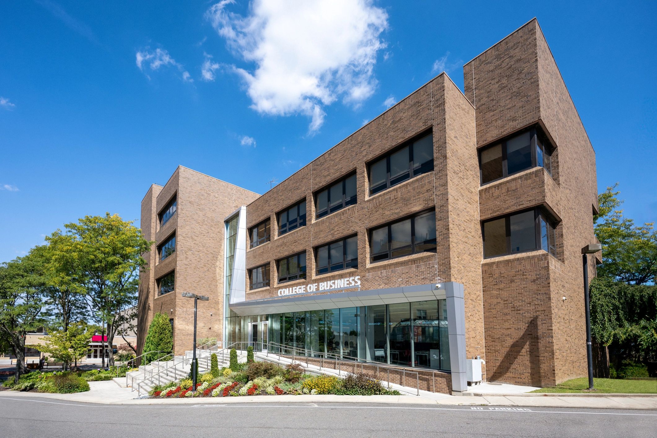 Public building exterior representing civic information